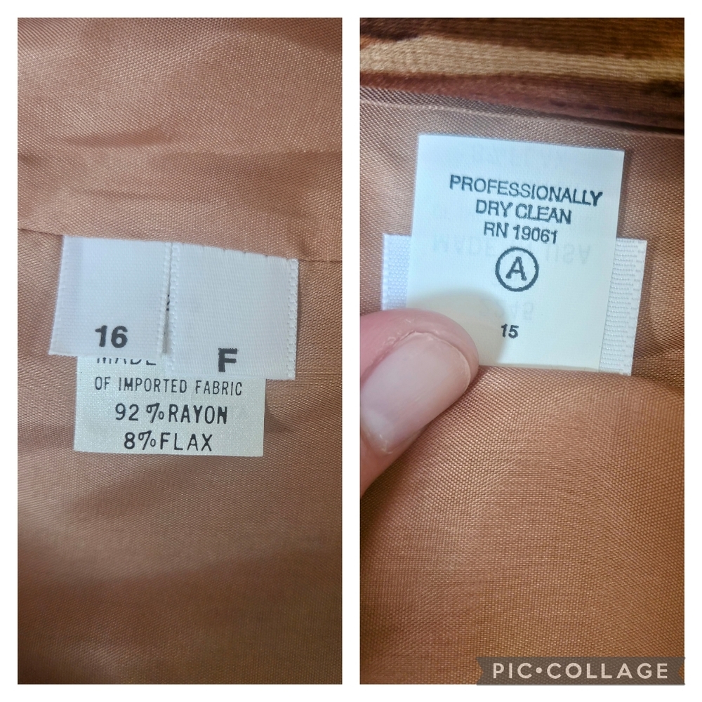 Doncaster NWT Brown & Tan Bamboo Leaf Rayon & Flax Vest Size 16 - Picture 7 of 8
